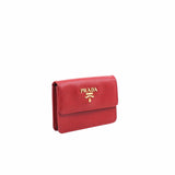thumbnail card holder leather saffiano red ghw - L'UXE LINK