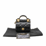 thumbnail mini flap bag with handle black lambskin ghw seri 31 - L'UXE LINK