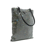 thumbnail small tote with handle with crystal in leather black - L'UXE LINK