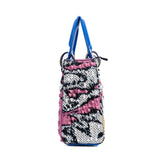 thumbnail mini lady art embroidery in fabric white/black/leather electric blue phw 2017 - L'UXE LINK
