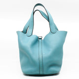 thumbnail picotin 22 tc leather blue phw T stamp - L'UXE LINK