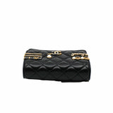 thumbnail woc black lambskin with coco chanel paris logo stamp pearl mix gold black hardware seri 31 - L'UXE LINK