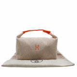 thumbnail pouch large fabric beige with orange handle - L'UXE LINK