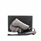 thumbnail Saddle Key Ring Grained Calfskin Grey PHW - L'UXE LINK