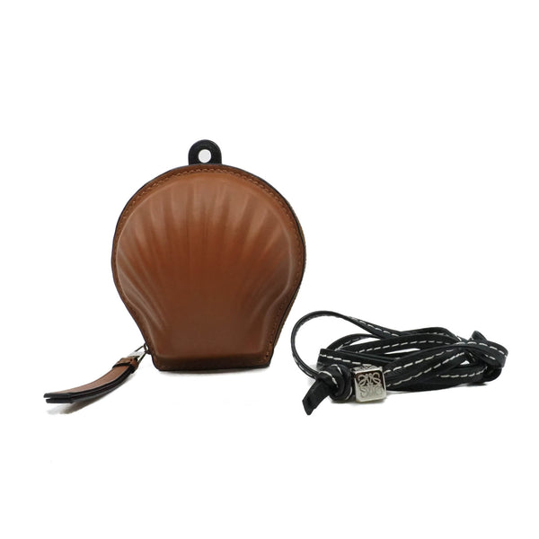 mini heel pouch in leather brown