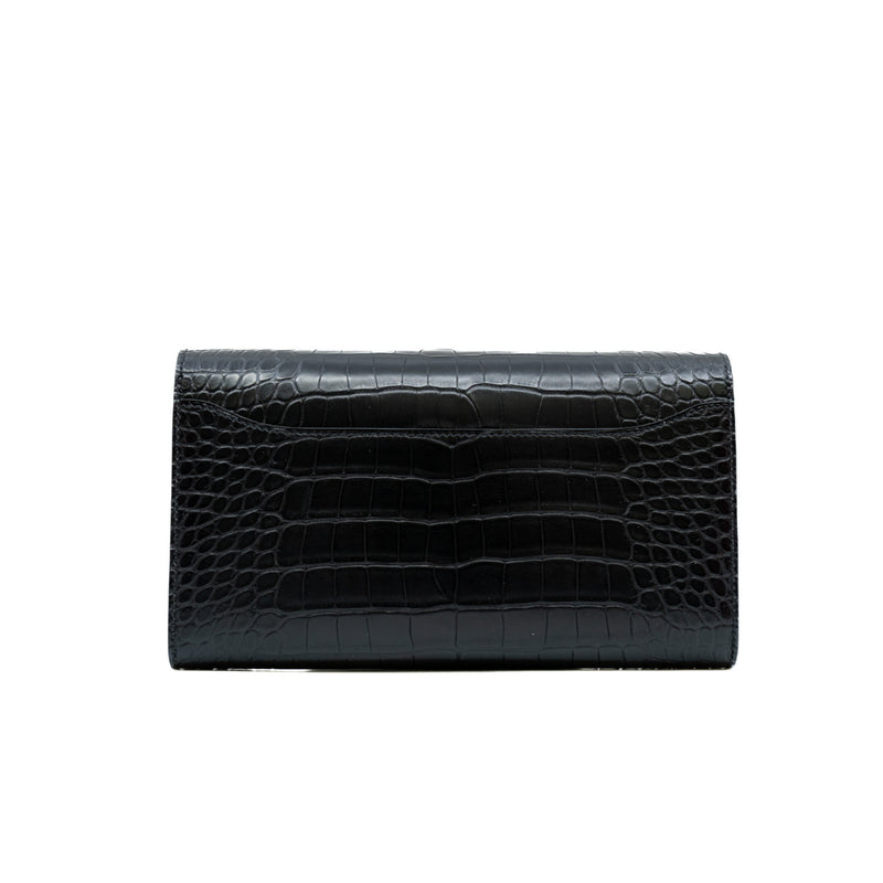 constance long wallet with lizard buckle in CCD black C stamp
