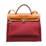 thumbnail herbag bag 31 in fabric winered mix brown phw X stamp - L'UXE LINK