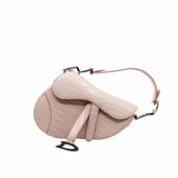 thumbnail SADDLE BAG MINI CROCODILE pink WITH BLACK CRYSTAL hardware - L'UXE LINK