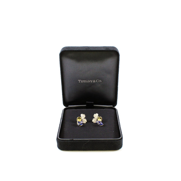 paper flower Diamond and Tanzanite Flower Drop Earrings pt950  rrp13000