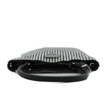 thumbnail small tote with handle with crystal in leather black - L'UXE LINK