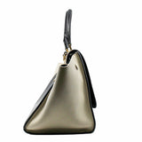 thumbnail trapeze  flap bag snake black and beige ghw - L'UXE LINK