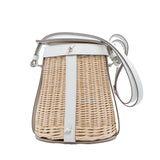 thumbnail picnic bucket bag in Bamboo weaving/leather nata B stamp - L'UXE LINK