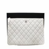 thumbnail zip clutch in white caviar phw seri 30 - L'UXE LINK