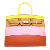 thumbnail birkin 35 SILLIER espom AA line rainbow in lime/sesame/confetti/terre bat Y STAMP PHW - L'UXE LINK