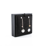 thumbnail H circle coin pandent earring 18k silver - L'UXE LINK