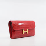 thumbnail constance wallet red alligator ghw C stamp - L'UXE LINK