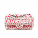 thumbnail flap bag medium with knitted in cotton  multi pink phw seri 26 - L'UXE LINK