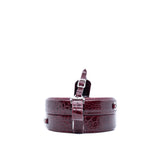thumbnail Boite Chapeau crocodile skin in burgundy color phw - L'UXE LINK
