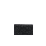 thumbnail cf long flap wallet with studs in calfskin navy ruthenium hw seri 20 - L'UXE LINK