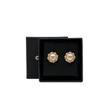 thumbnail circle logo pearl earring in ghw - L'UXE LINK
