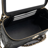 thumbnail vanity case with handle in lamskin black ghw # ECU - L'UXE LINK