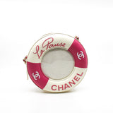 thumbnail life ring bag white mix pink cc logo lambskin mix transparency pvc light ghw seri 26 - L'UXE LINK