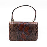 thumbnail 1973 Flap Top Handle Bag in in purple genuine python ghw - L'UXE LINK