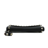 thumbnail long flap wallet with studs handle in leather black - L'UXE LINK