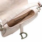 thumbnail SADDLE BAG MINI CROCODILE pink WITH BLACK CRYSTAL hardware - L'UXE LINK