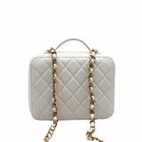 thumbnail Lambskin Quilted Golden Plate Vanity Case White Gold - L'UXE LINK
