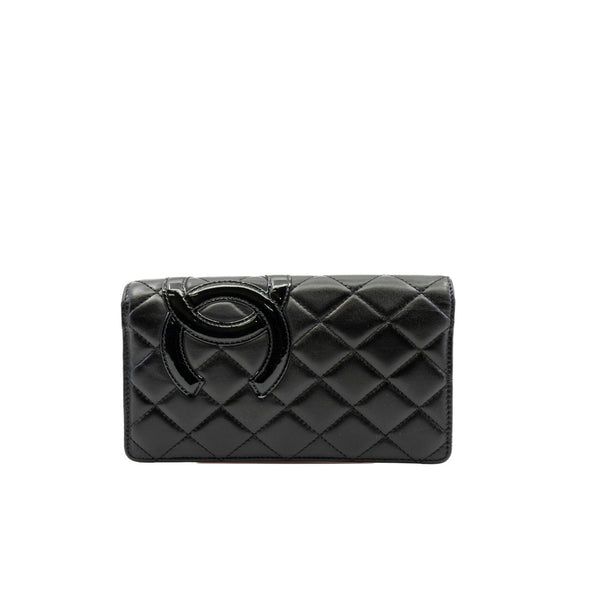 cambon long flap wallet in black /pink seri 15