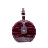 thumbnail Boite Chapeau crocodile skin in burgundy color phw - L'UXE LINK