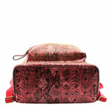 thumbnail Backpack Medium Snakeskin Embossed Visetos Studded Stark Red Pink - L'UXE LINK