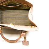 thumbnail tote in saffiano leather beige color - L'UXE LINK