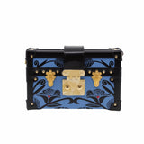 thumbnail PETITE MALLE blue background with black flower with ghw buckle - L'UXE LINK