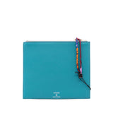 thumbnail zippy pouch etoupe with orange feather silk green behind - L'UXE LINK