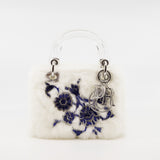 thumbnail lady mini white fur with blue crystal PHW - L'UXE LINK