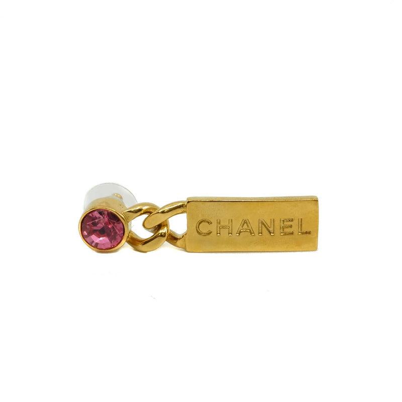 plate pandent pink crystal earring in ghw