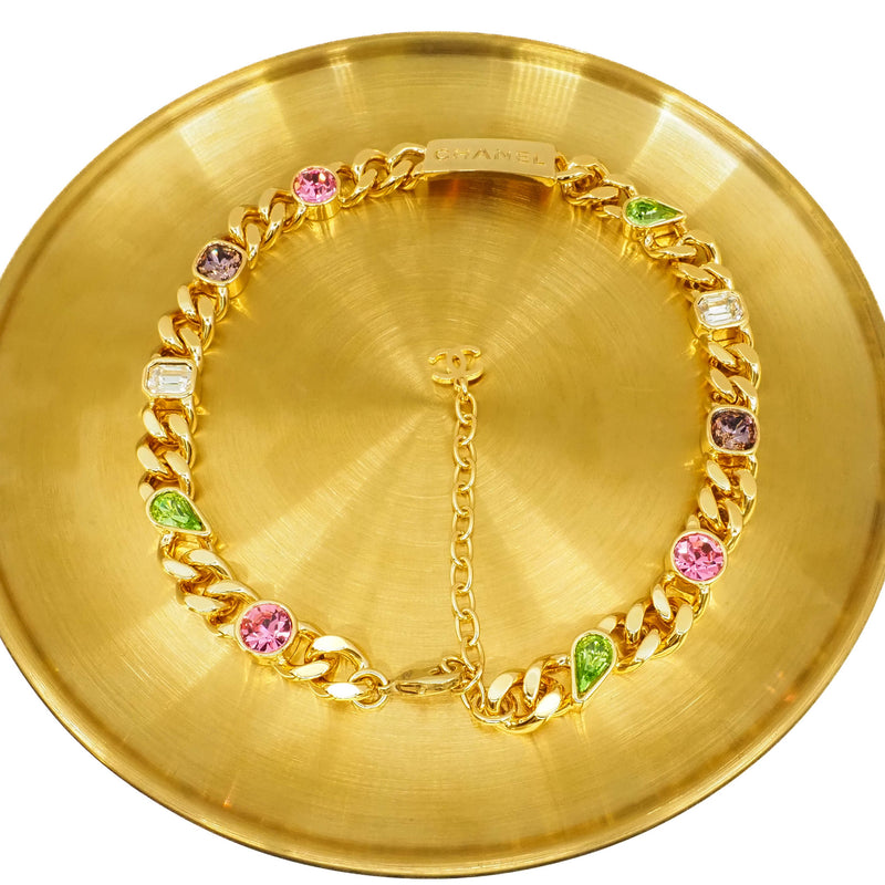 plate pandent color crystal necklace in ghw
