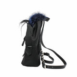 thumbnail MONSTER BACKPACK MINI NYLON WITH LEATHER AND FUR BLACK PHW - L'UXE LINK