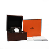 thumbnail 39.5mm acier cadran argente men watch white dial with brown band phw #CA2.810 - L'UXE LINK