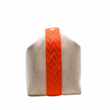 thumbnail pouch large fabric beige with orange handle - L'UXE LINK