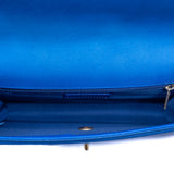 thumbnail medium flap bag with color chian in caviar bright blue mix ghw seri 27 - L'UXE LINK