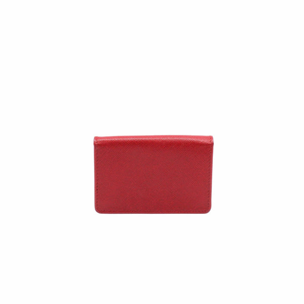 card holder leather saffiano red ghw