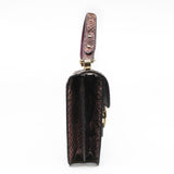 thumbnail 1973 Flap Top Handle Bag in in purple genuine python ghw - L'UXE LINK