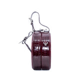 thumbnail Boite Chapeau crocodile skin in burgundy color phw - L'UXE LINK