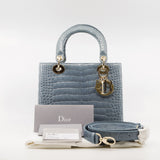 thumbnail lady dior mini crocodile blue - L'UXE LINK