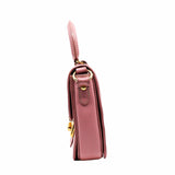 thumbnail Push Lock Flap Top Handle Bag Madras Leather Pink GHW - L'UXE LINK