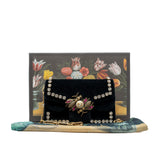 thumbnail mini Broadway Pearly Bee Shoulder Bag Crystal Embellished Velvet black - L'UXE LINK