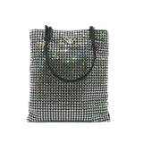 thumbnail small tote with handle with crystal in leather black - L'UXE LINK